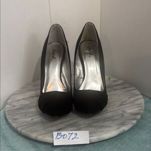 Qupid Black Peep-Toe Heels